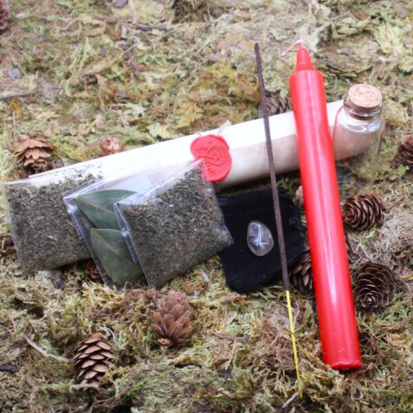 Un kit rituel pour vous aider à attirer l’abondance et la réussite en utilisant des herbes, pierres et encens puissants dans un cadre symbolique.