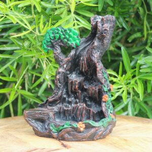 Brûleur d’encens Cascade en résine avec fumée parfumée et décoration zen