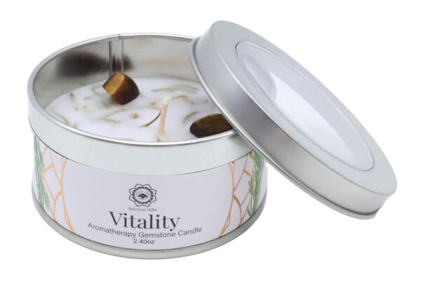 Bougie Green Tree "Vitalité" – Œil de Tigre & Gingembre. Stimulez énergie, courage et équilibre émotionnel avec cette bougie artisanale parfumée et revitalisante.