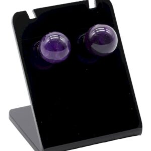 Boucles d’oreilles en améthyste naturelle 10 mm, pierre violette de sérénité et d’équilibre émotionnel, bijou lithothérapie femme