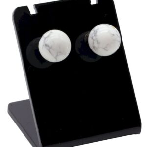 Boucles d’oreilles en Howlite naturelle 10 mm, pierre de sérénité et équilibre émotionnel, bijou lithothérapie femme