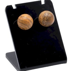 Boucles d’oreilles en Jaspe Paysage 10 mm, pierre naturelle pour équilibre et protection, bijou élégant et énergétique pour femme
