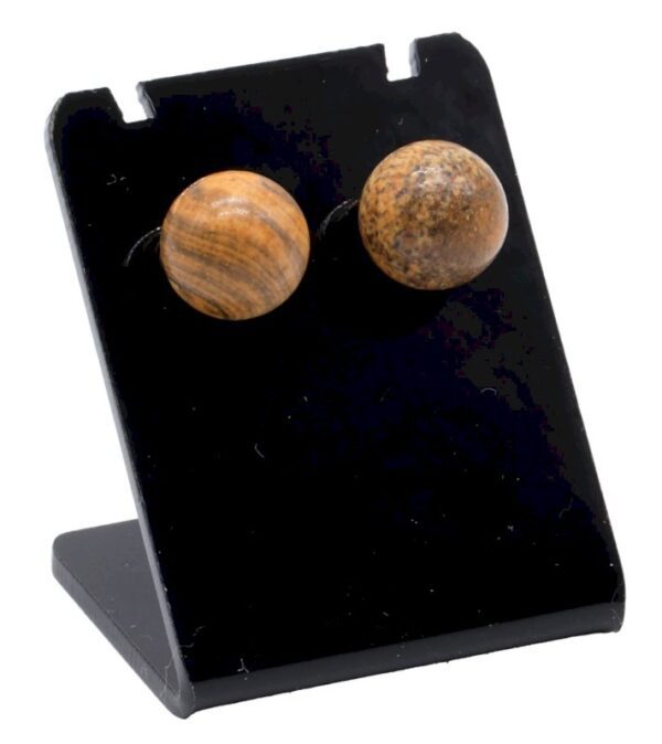 Boucles d’oreilles en Jaspe Paysage 10 mm, pierre naturelle pour équilibre et protection, bijou élégant et énergétique pour femme