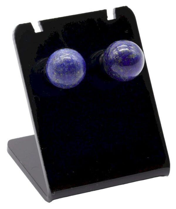Boucles d’oreilles élégantes en Lapis Lazuli 10 mm, pierres naturelles bleu profond avec veines dorées, favorisant harmonie, clarté mentale et équilibre émotionnel.