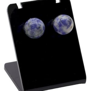 Boucles d’oreilles avec perles de sodalite bleue de 10 mm, pierre naturelle favorisant clarté mentale, créativité et équilibre émotionnel.