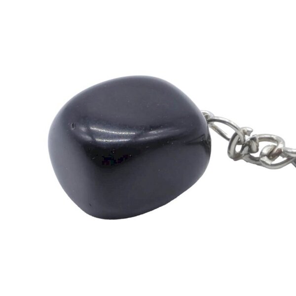 Porte-clés en obsidienne noire roulée naturelle, pierre de protection et équilibre, accessoire énergétique et décoratif.