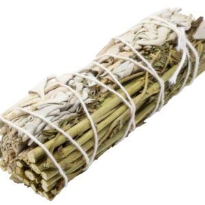 Fagot de Sauge Blanche & Arruda 10 cm – Purification énergétique et protection avec sauge blanche et feuilles d’arruda.