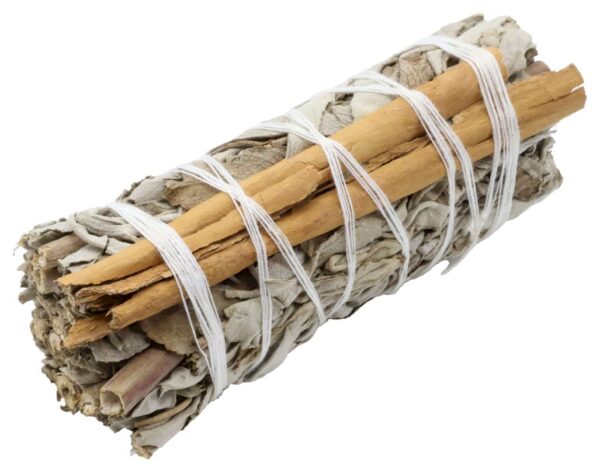 Fagot de Sauge Blanche et Cannelle 10 cm – Purification naturelle, protection énergétique et bien-être spirituel.