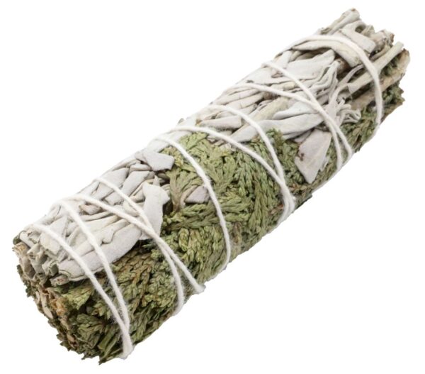 Fagot de Sauge Blanche & Cèdre 10 cm – Purification énergétique et protection avec sauge blanche et cèdre naturel.