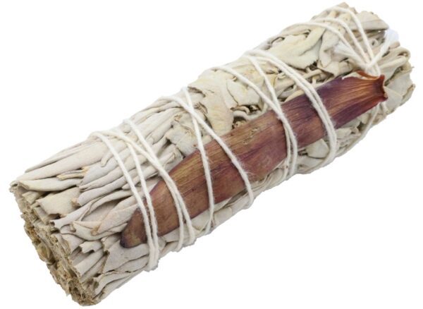 Fagot de Sauge Blanche "Dream Sage" 10 cm. Purification énergétique avec sauge blanche et fleur de safari, idéale pour rituels, méditation et bien-être intérieur.