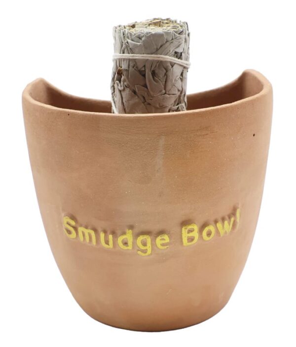 Bol de fumigation en terre cuite 11 cm, idéal pour sauge, Palo Santo ou encens. Résistant à la chaleur, parfait pour rituels et purification naturelle.