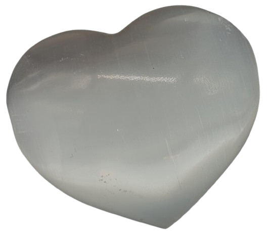 Cœur en sélénite blanche naturelle du Maroc, pierre de purification et de sérénité, cristal décoratif et énergétique.