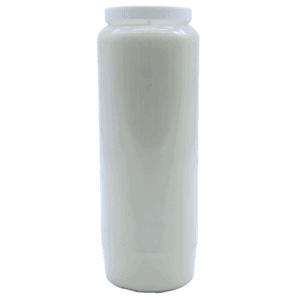 Bougie neuvaine blanche en cire végétale, utilisée pour la purification, la protection et les rituels spirituels sur neuf jours.