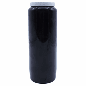 Bougie neuvaine noire en cire végétale, utilisée pour la protection, l’ancrage et la libération des énergies négatives durant neuf jours.