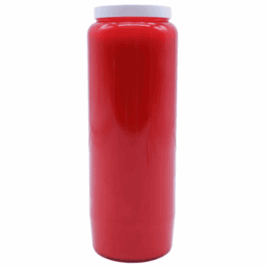Bougie neuvaine rouge en cire végétale, utilisée pour la passion, la motivation et l’énergie vitale durant neuf jours.