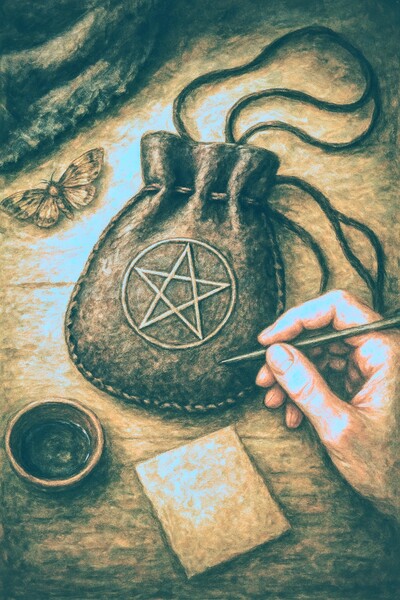 Un étui cousu main protège l’énergie de tes cartes. → Brode un symbole : œil, lune, rune, pentacle, étoile... → Mets une feuille de laurier à l’intérieur pour purifier. La divination devient plus douce quand l’outil est honoré.