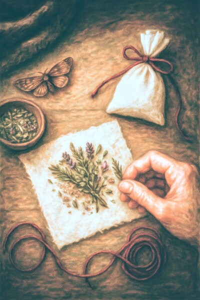 Selon ton intention, remplis un petit tissu de plantes : Protection : laurier, romarin Rêves lucides : lavande, camomille Amour de soi : rose, hibiscus → Referme le ensuite avec un ruban ou une cordelette. → Garde-le sous ton oreiller, dans ton sac ou à ton autel. Plus il porte ton parfum, plus son pouvoir se lie à toi.