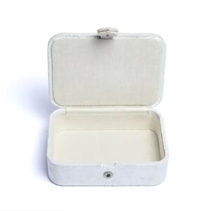 Coffret à bijoux et tarot en velours blanc avec broderie Soleil et Lune, idéal pour cartes de tarot, cristaux et objets spirituels