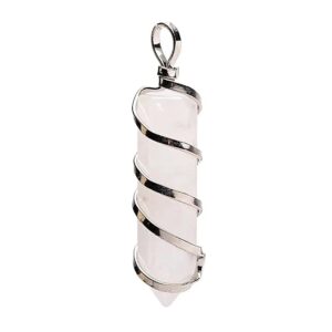 Pendentif Cristal de Roche naturel taillé en pointe de 4 cm, serti d’acier inoxydable, bijou énergétique pour équilibre et clarté