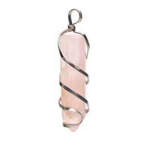 Pendentif Quartz Rose naturel taillé en pointe de 4 cm, serti d’acier inoxydable, bijou énergétique pour amour, harmonie et équilibre émotionnel